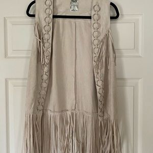 Faux Suede Fringe Vest